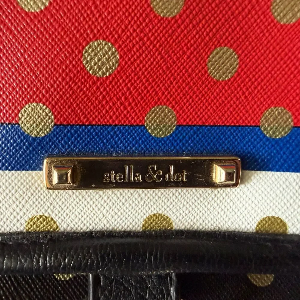 Stella & Dot Hanging Travel Cosmetic Bag - Colorful Polka Dot Stripe